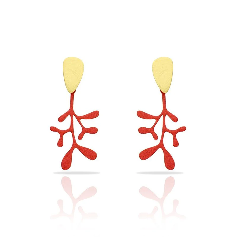 Women’s personalized earrings-RAS Coral Gold Small Earrings