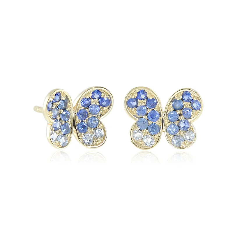 Women’s hoop stud earrings-Sapphire Butterfly Earrings