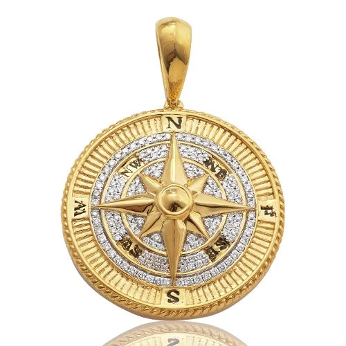 Women’s custom gold necklace-10K 0.75ctw DIAMOND COMPASS PENDANT