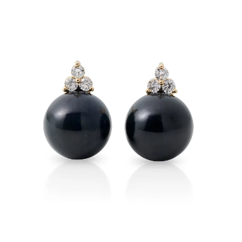 Women’s artistic earrings-Madison Earrings in Black Jade & Diamonds