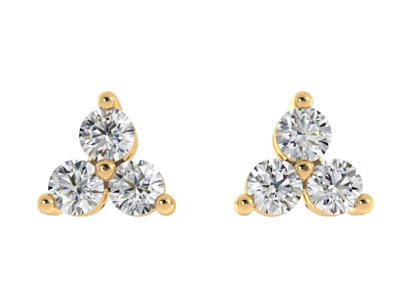 Women’s beaded earrings-Diamond Trio Studs