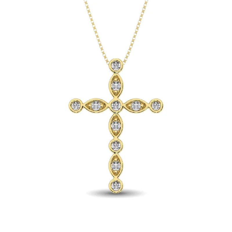 Women’s anniversary pendant necklace-14K Yellow Gold 1/4 Ct.Tw. Diamond Cross Pendant