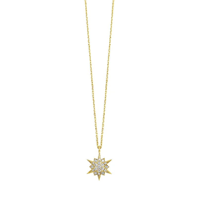 Women’s luxury diamond necklace-1/8 Ctw Diamond Star Pendant in 14 Karat Yellow Gold