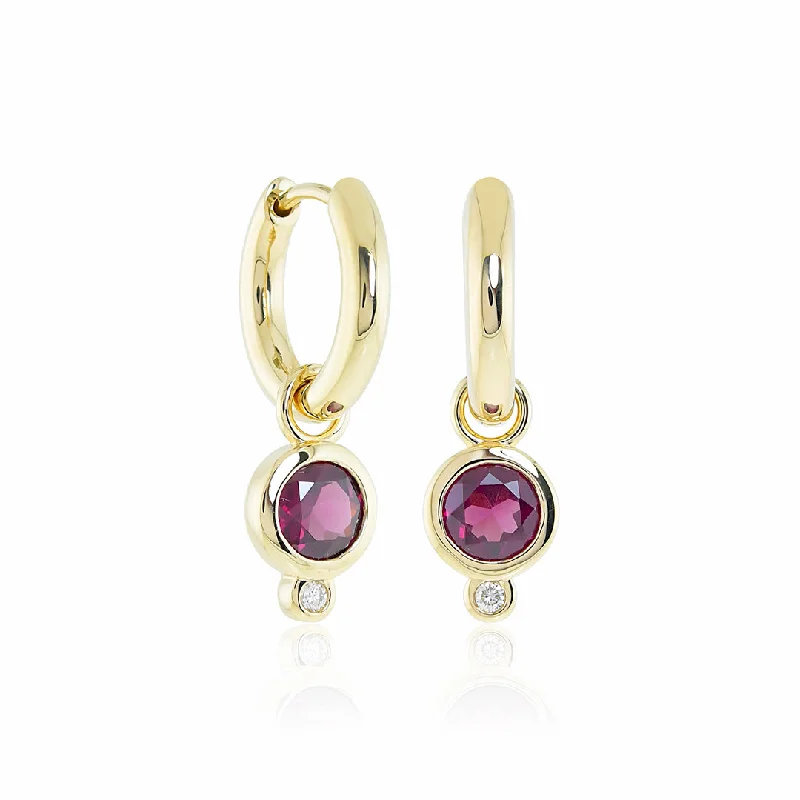 Women’s sterling silver hoop earrings-Amora Drop Earrings in Garnet & Diamonds