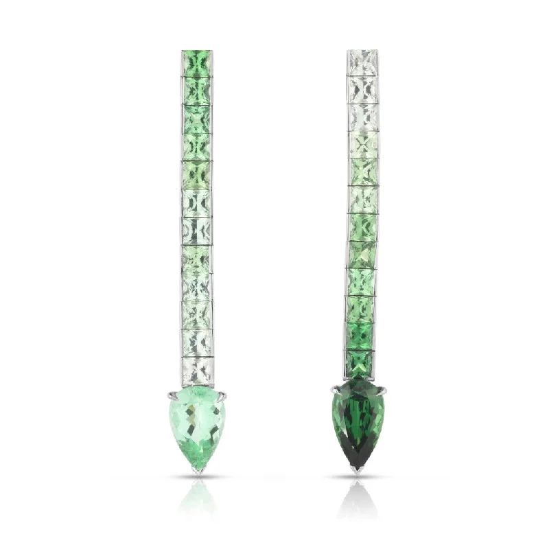 Women’s thick hoop earrings-Tourmaline & Tsavorite Earrings