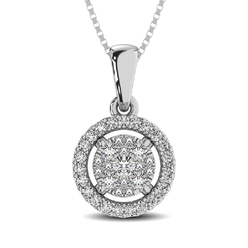 Women’s sparkling necklace-Diamond 1/4 Ct.Tw. Round Double Frame Pendant