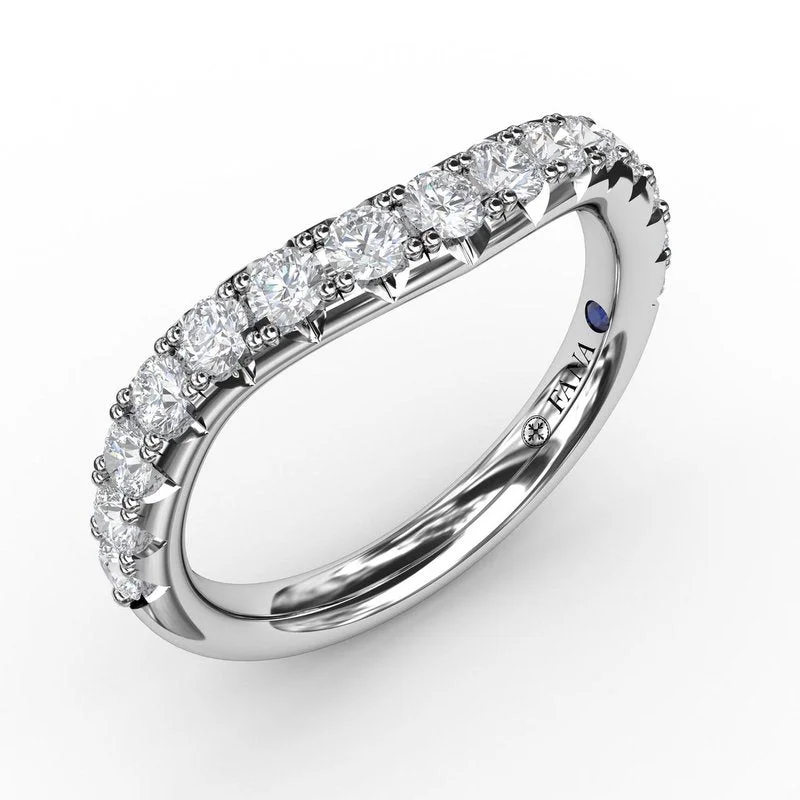 Women’s heart-shaped engagement ring-French Pave Set Contour Diamond Band W7230