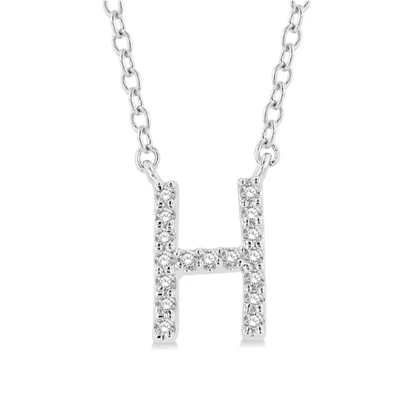 Women’s classic necklace-1/20 ctw Initial 'H' Round Cut Diamond Pendant With Chain in 10K White Gold