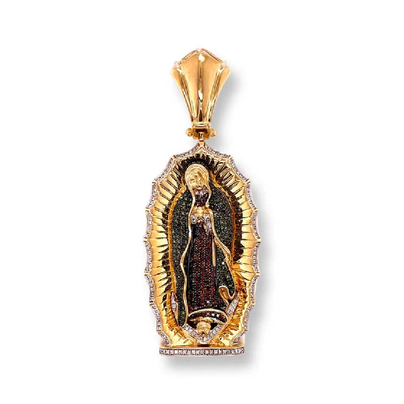 Women’s chain necklace-Virgen Guadalupe Pendant Diamond 1.25CTW