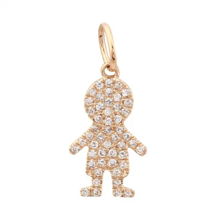 Women’s diamond necklace set-14K ROSE GOLD DIAMOND PAVE BOY PENDANT