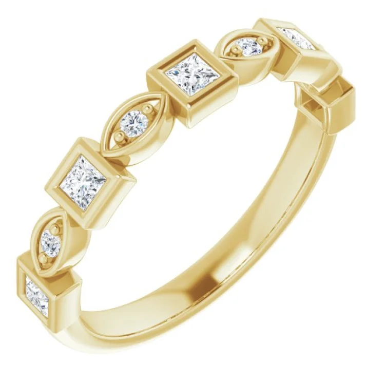 Women’s engagement ring with sapphires-14K Yellow 1/3 CTW Natural Diamond Anniversary Band