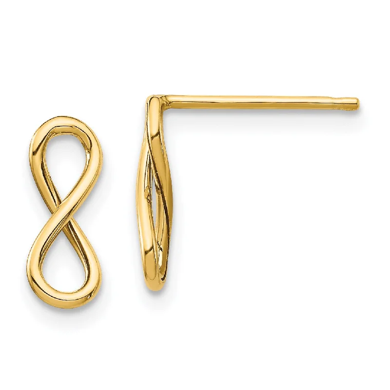 Women’s wedding earrings-14KT Yellow Gold Stud Infinity Earrings