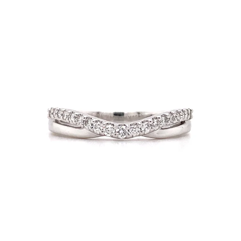 Women’s princess cut diamond engagement ring-Curved Diamond Enhancer Band in White Gold by Allison Kaufman