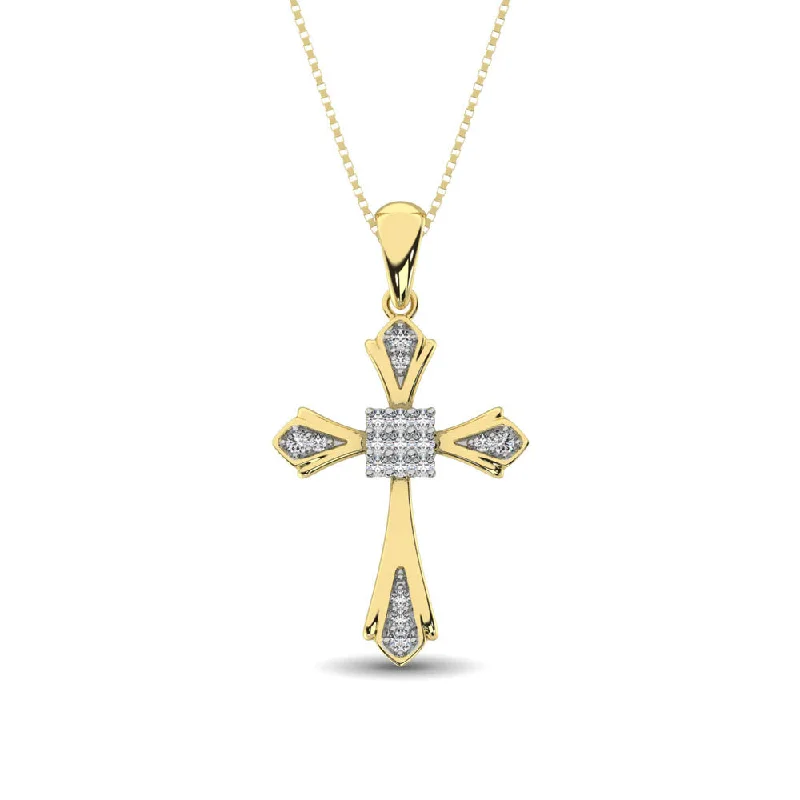 Women’s minimalist silver necklace-14K Yellow Gold 1/6 Ct.Tw. Diamond Cross Pendant