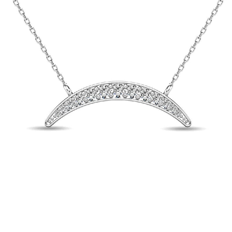 Women’s antique gold necklace-10 Karat White Gold 1/6 Carat Diamond Crescent Pendant