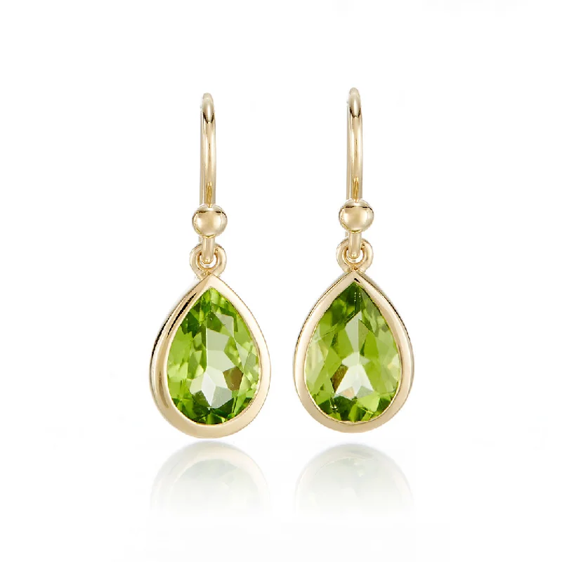 Women’s vintage gold earrings-Teardrop Earrings in Peridot