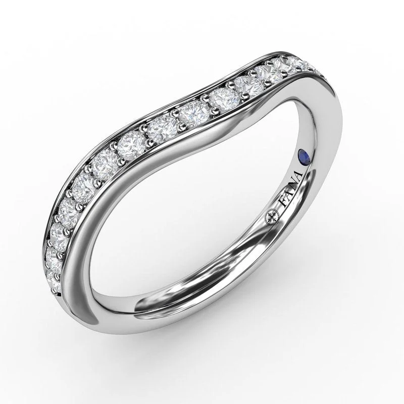 Women’s elegant diamond engagement ring-Bead and Channel Set Contour Diamond Band W7227