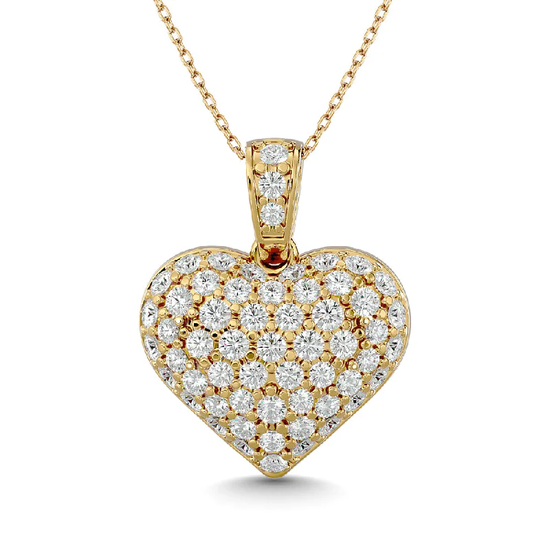 Women’s statement pendant necklace-Diamond 1 1/2 ct tw Heart Pendant in 10K Yellow Gold