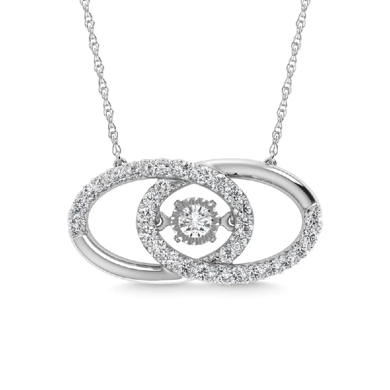 Women’s personalized necklace-Diamond 1/4 Ct.Tw. Oval Shape Pendant in 10K White Gold