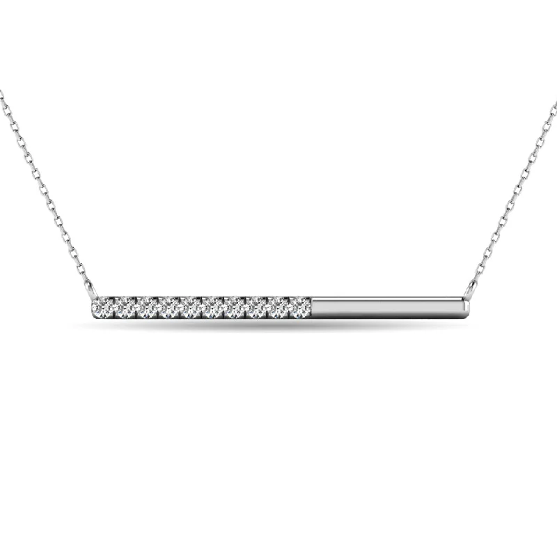 Women’s gold necklace-10 Karat White Gold 1/6 Carat Diamond Bar Pendant