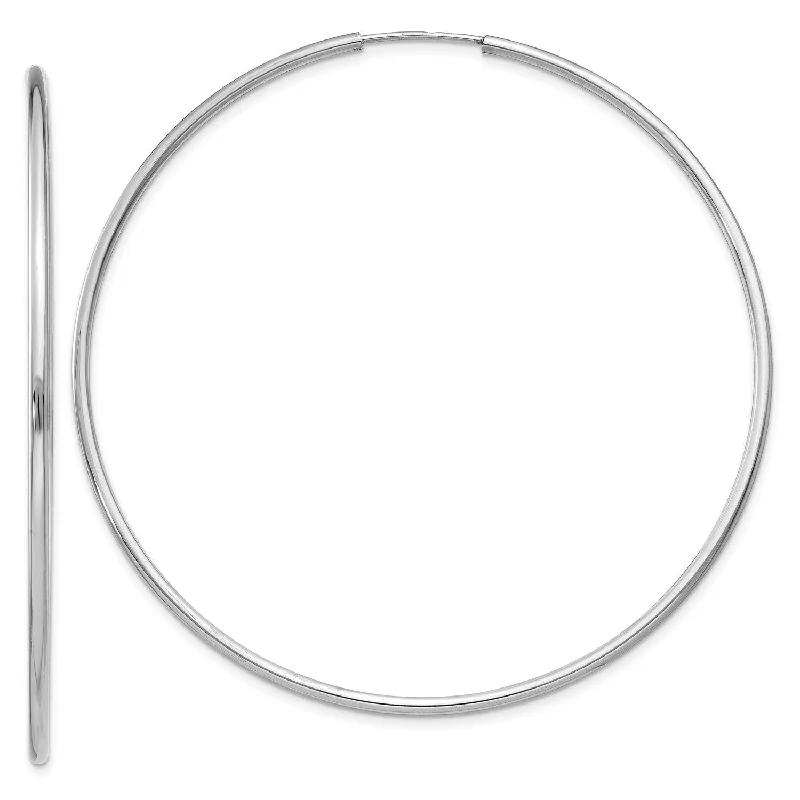 Women’s delicate hoop earrings-14KT White Gold 56X1.5MM Endless Hoop Earrings