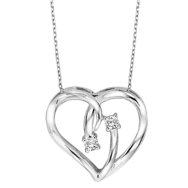 Women’s boho necklace-Sterling Silver 0.05ctw Diamond Heart Pendant