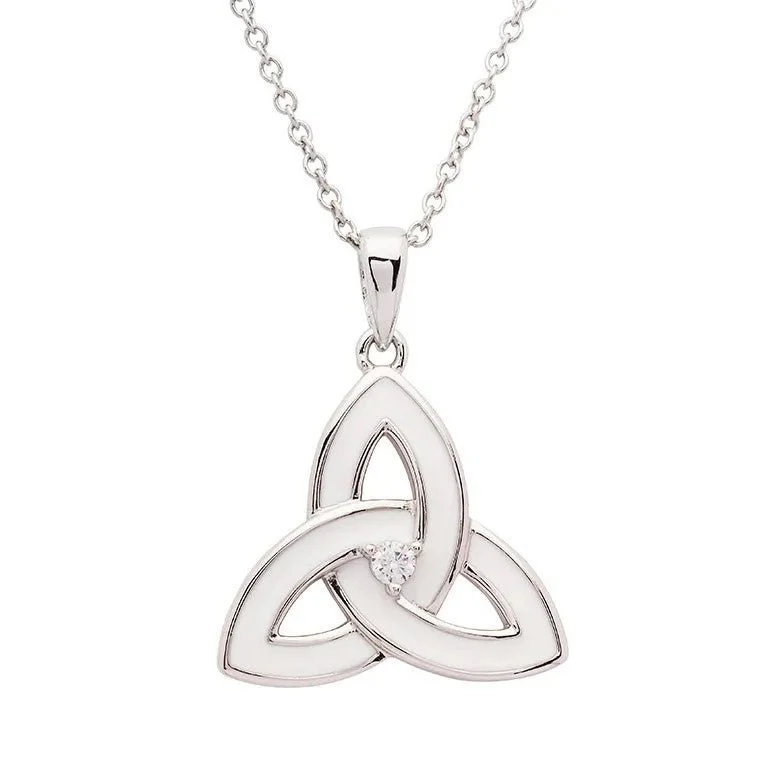 Women’s heart-shaped necklace-Sterling Silver Enamel Trinity Knot Pendant with Chain SP2333