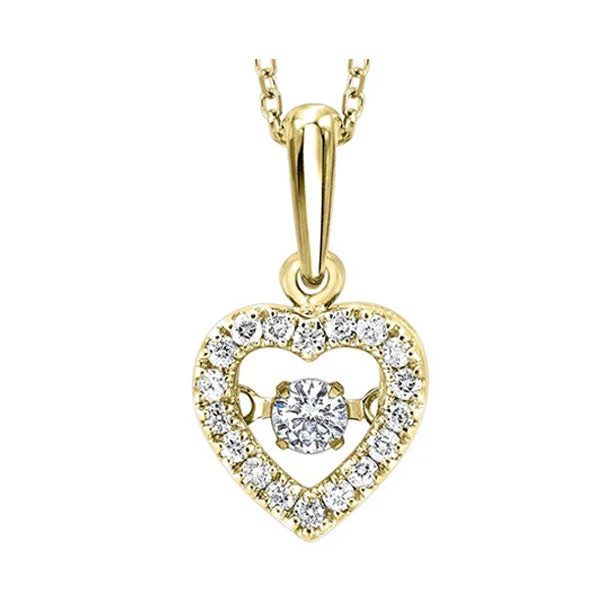 Women’s bohemian necklace-10K Yellow Gold Diamond Rhythm Of Love Heart Pendant