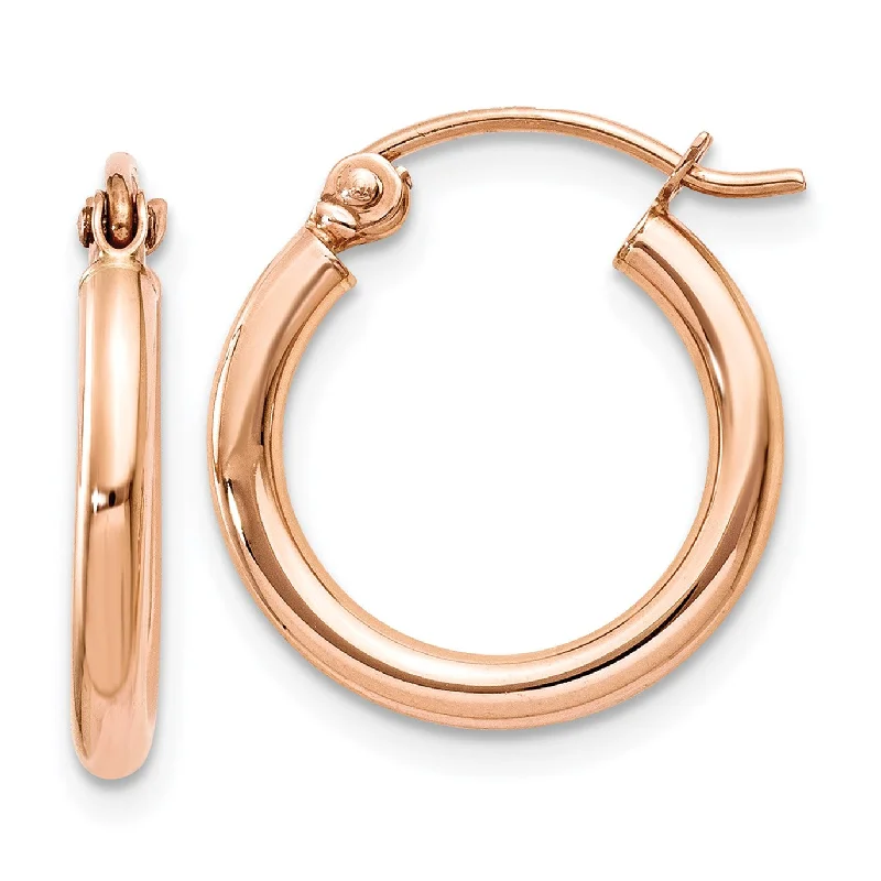 Women’s long earrings-14KT Rose Gold 15X2MM Hoop Earrings