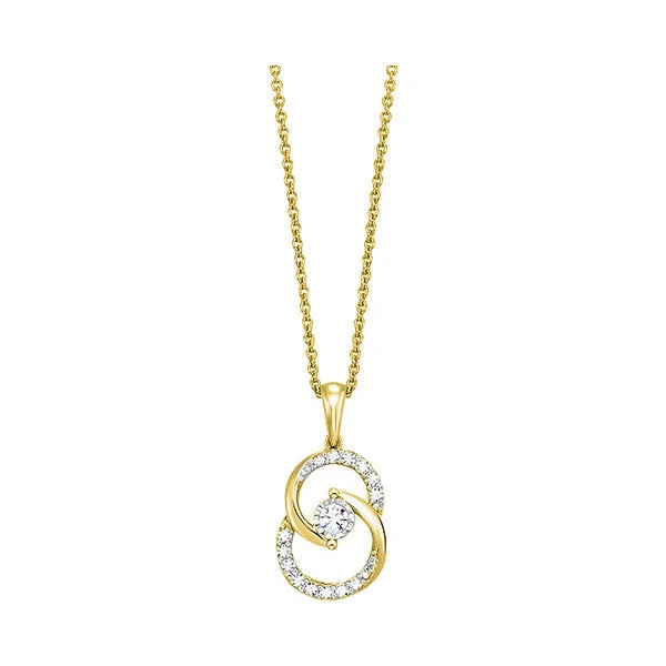 Women’s layered pendant necklace-10K Yellow Gold Diamond Pendant