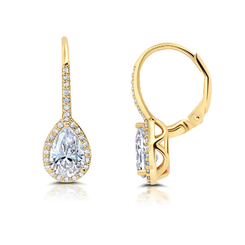 Women’s sterling silver earrings-Crislu 18KT Yellow Gold Plated Sterling Silver Round Cubic Zirconia Fashion Earrings