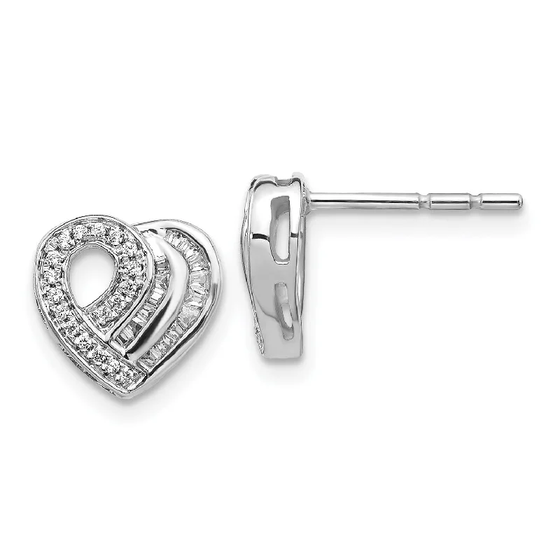 Women’s elegant hoop earrings-1/5 CTW Diamond Heart Stud Earrings in 14KT White Gold