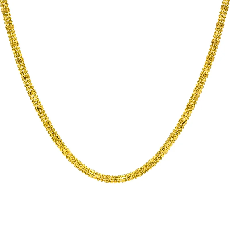 Women’s moonstone necklace-22K Yellow Gold Men's Chain W/ Rounded Pipe & Gold Ball Strands, 18"