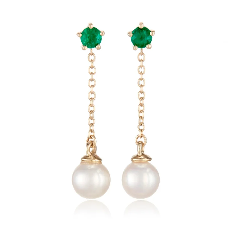 Women’s minimalist earrings-Niagara Earrings in Pearls & Emeralds