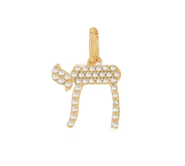 Women’s sparkling necklace-Yellow Diamond Chai Charm Pendant