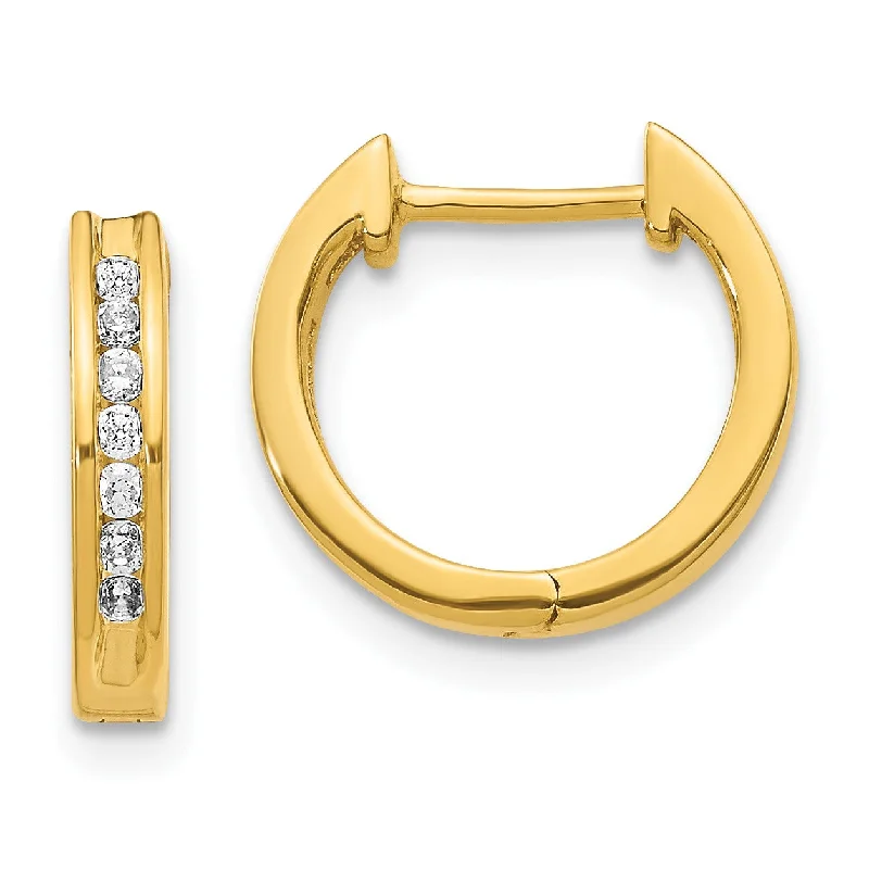 Women’s trendy drop earrings-1/5 CTW Diamond Hoop Earrings in 14KT Yellow Gold