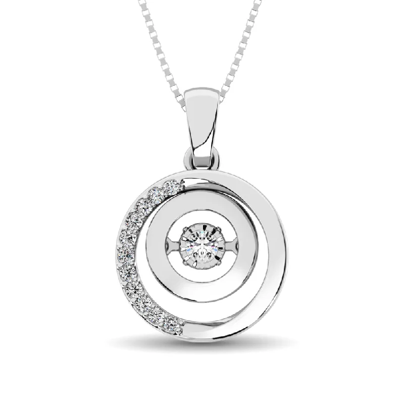 Women’s long chain necklace-Sterling Silver 1/8 Ct.Tw.Moving Diamond Fashion Pendant