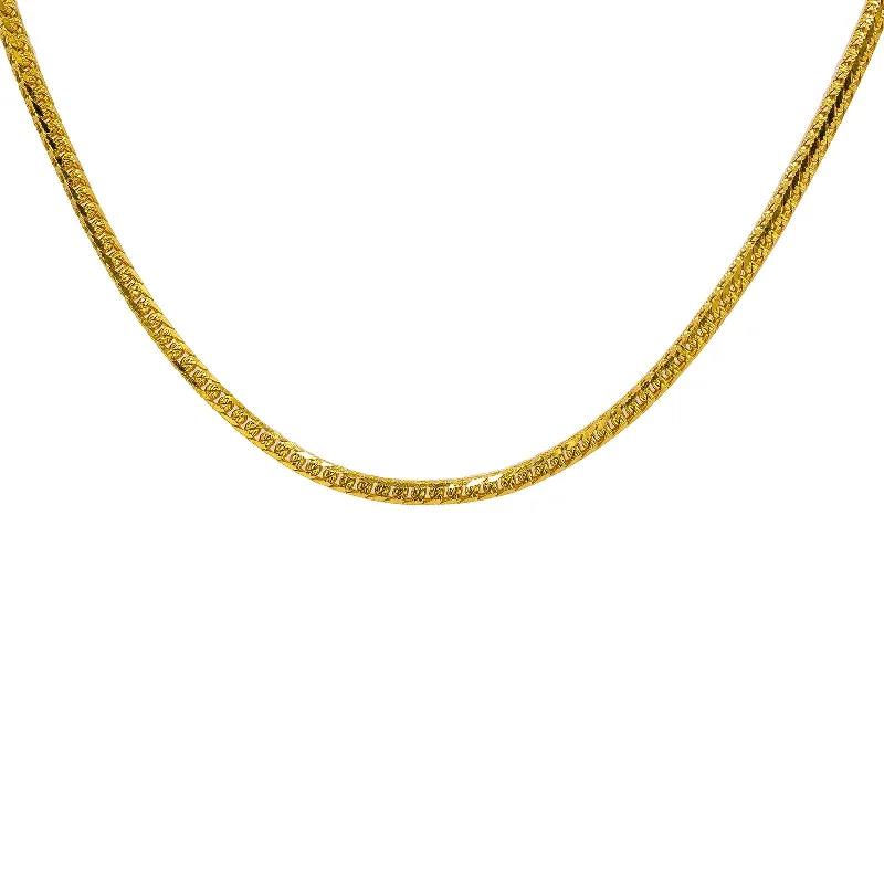 Women’s chunky necklace-22K Yellow Gold Men's Chain W/ Curb Heavy Link & Etched Details