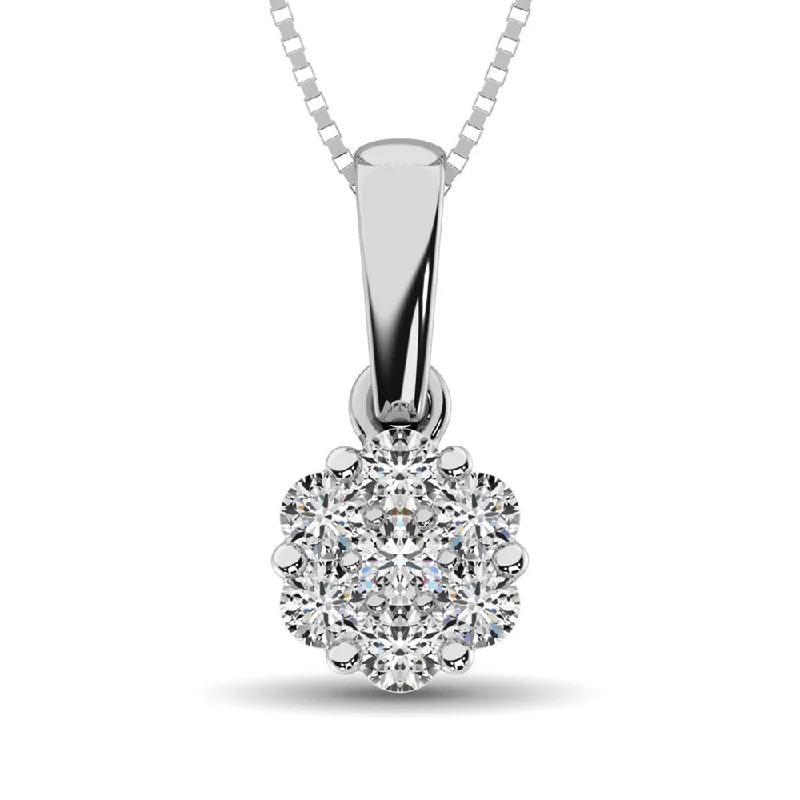 Women’s delicate necklace-14K White Gold 1/2 Ct.Tw. Diamond Flower Pendant