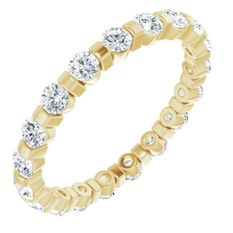 Women’s engagement ring with a twist-14K Yellow 9/10 CTW Diamond Eternity Band