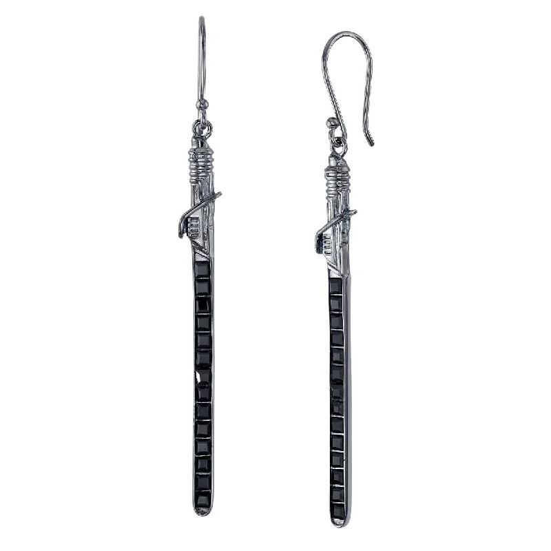 Women’s custom gemstone earrings-Star Wars X RockLove Darksaber Crystal Lightsaber Earrings