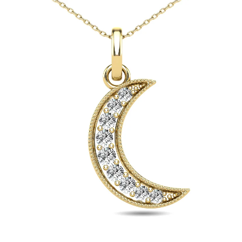 Women’s sparkling necklace-Diamond 1/10 Ct.Tw. Crescent Moon Pendant in 10K Yellow Gold