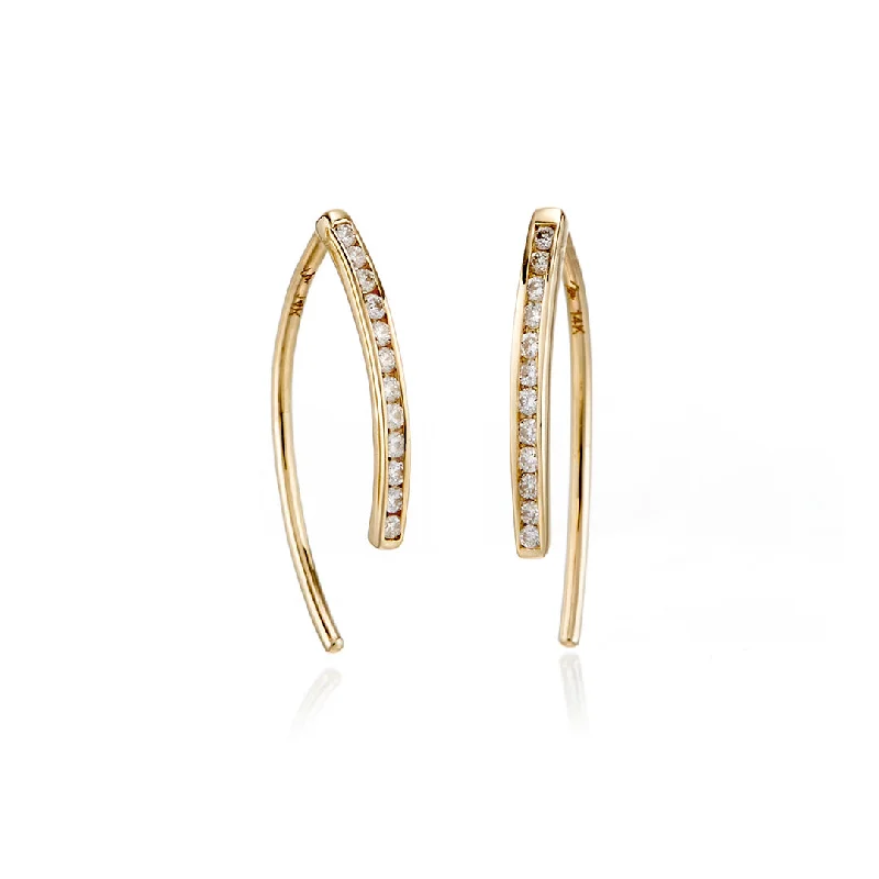 Women’s pearl drop earrings-Wishbone Earrings in Diamonds