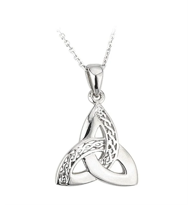 Women’s blue sapphire necklace-Sterling Silver Celtic Trinity Knot Pendant with Chain S44867