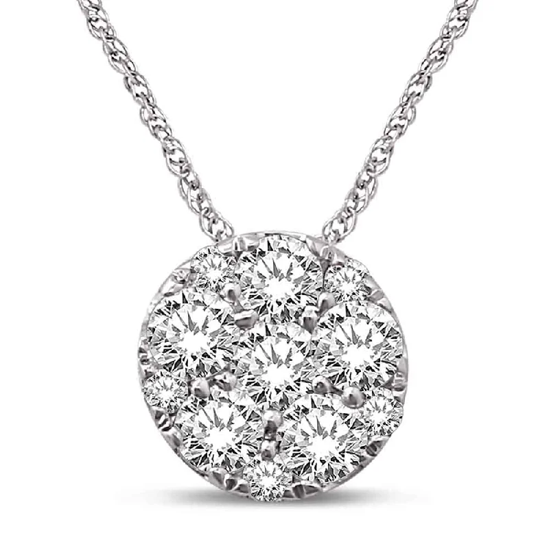 Women’s pearl pendant necklace-14K White Gold 1/5 Ct.Tw. Diamond Flower Pendant