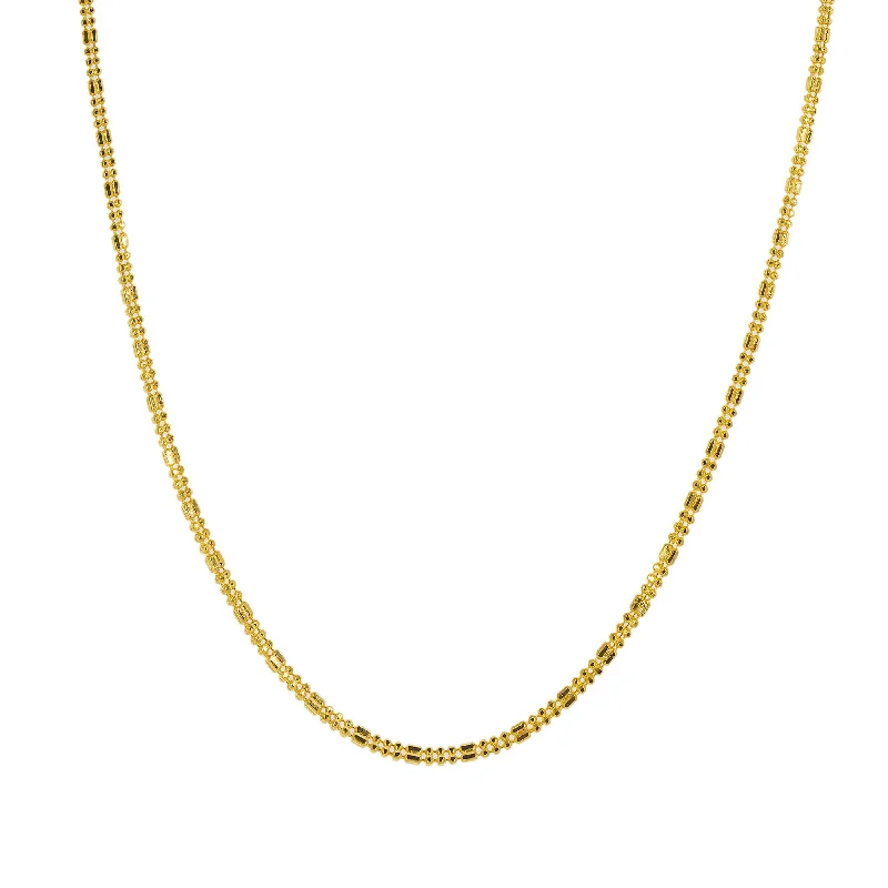 Women’s multi-layered necklace-22K Yellow Gold Chain W/ Gold Capsule & Ball Beads, 17 Inches