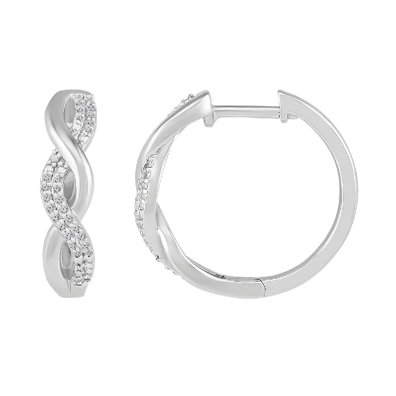 Women’s antique earrings-1/10 CTW Diamond Twist Hoop 18MM Earrings in Sterling Silver