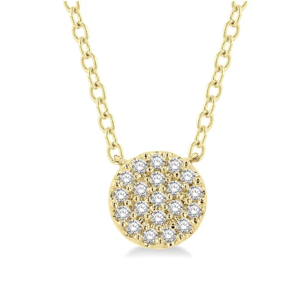 Women’s moonstone necklace-1/8 ctw Disc Shape Round Cut Diamond Petite Fashion Pendant With Chain in 10K Yellow Gold