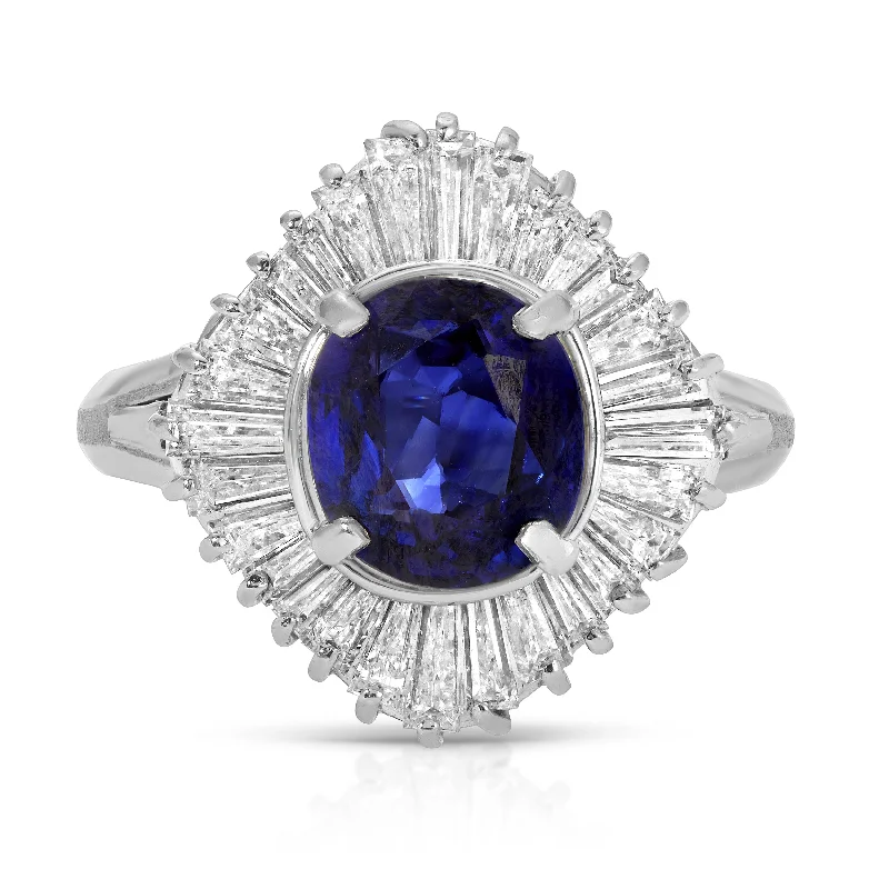 Women’s sapphire engagement ring with diamonds-Sapphire Estate Ring with Diamonds