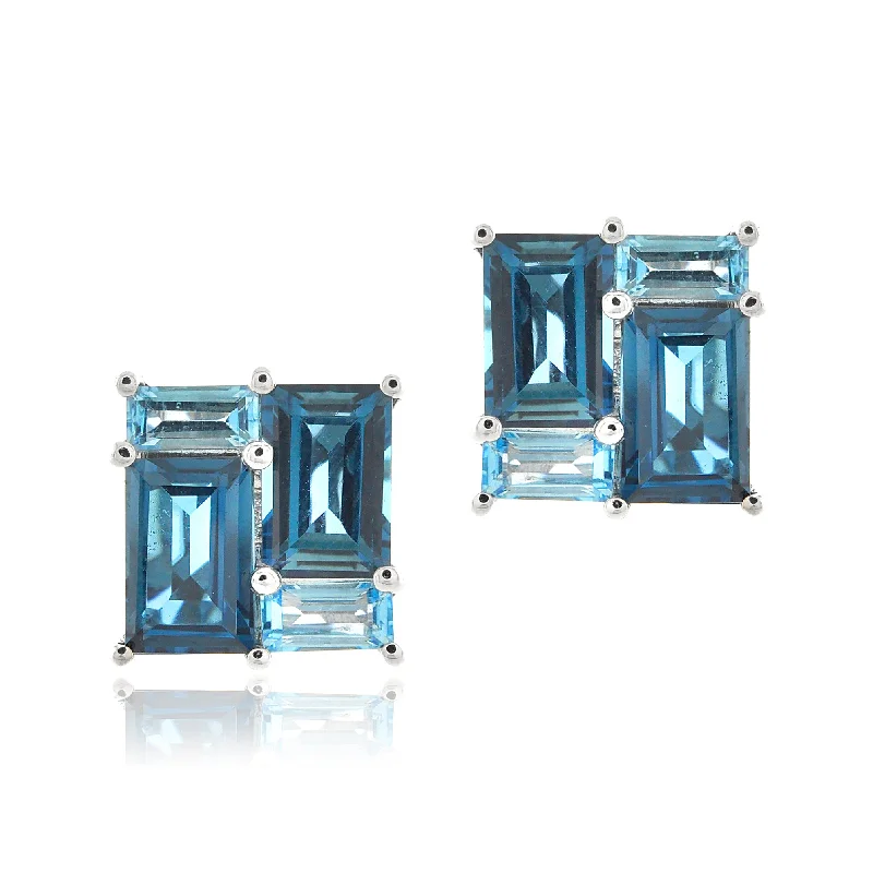 Women’s boho earrings-Blue Topaz Mosaic Earrings